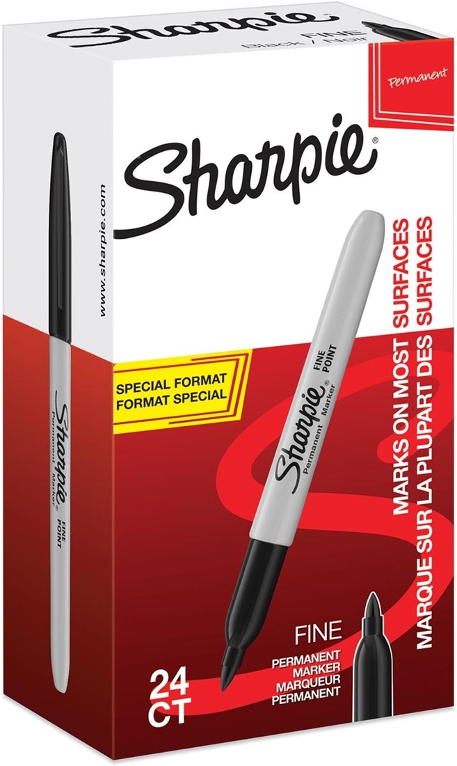Sharpie Marcatore Permanente Nero Punta Conica 1,0 mm - Confezione da 24 Pezzi