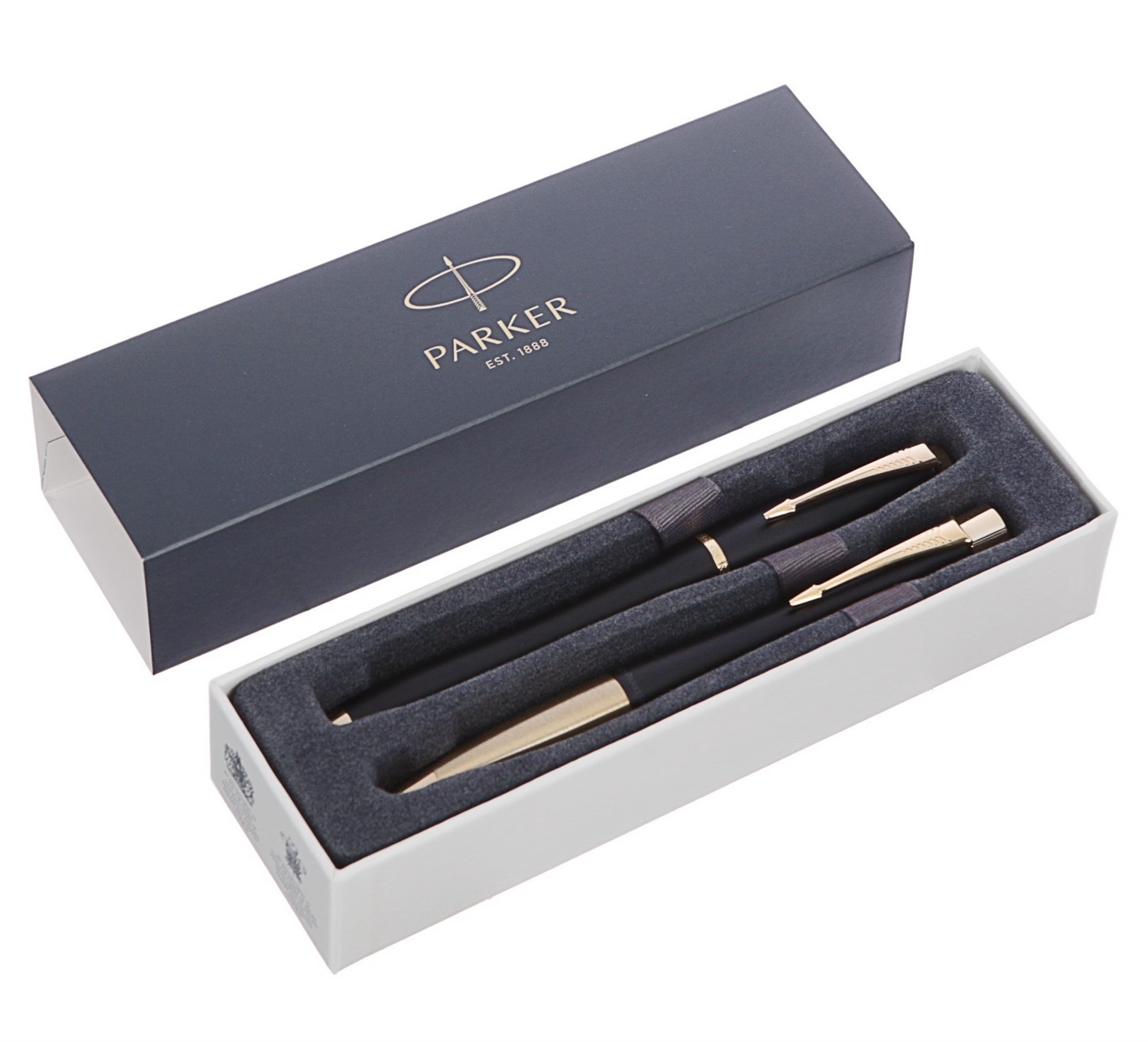 Parker Urban Duo Set - Penna a Sfera e Penna Stilografica Nero Opaco con Finiture in Oro, Confezione Regalo, 2 pz