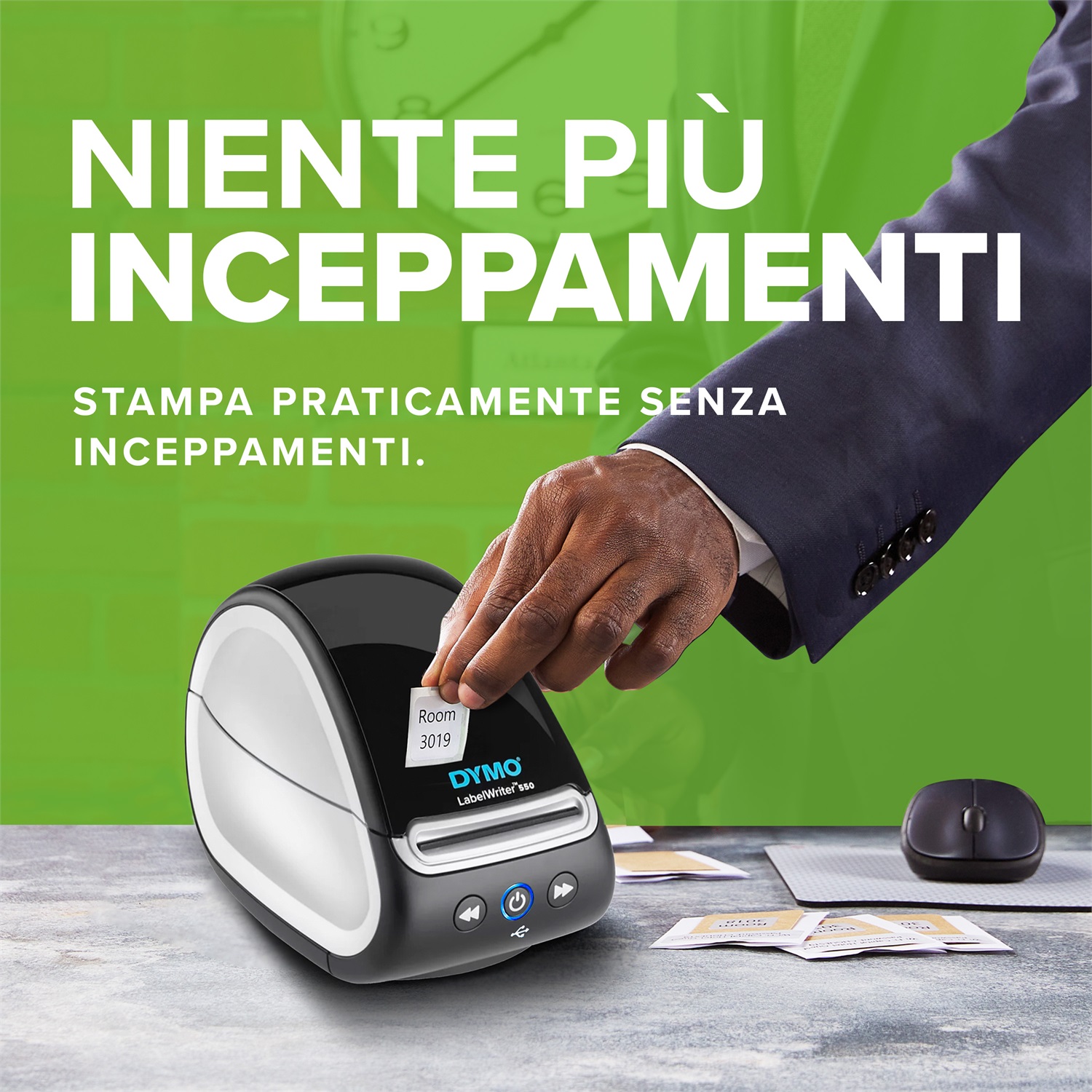 DYMO LabelWriter™ 550 - Stampante per Etichette Termica, 62 Etichette/Minuto, Nero, Riconoscimento Automatico