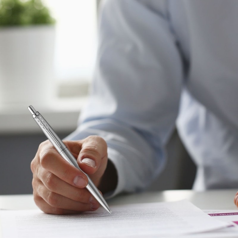 Parker Jotter XL Penna a sfera in Acciaio Inossidabile Monochrome Punta Media Inchiostro Blu - Confezione Regalo