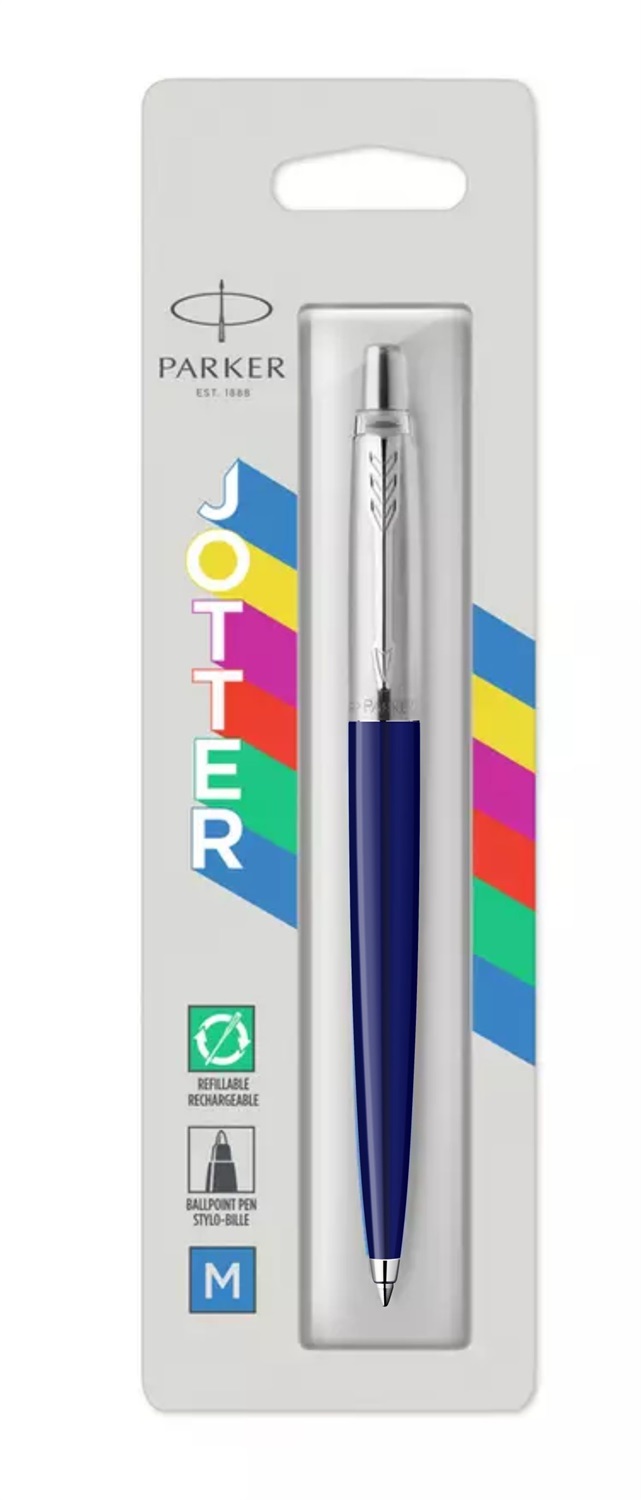 PARKER Jotter Original Penna a sfera Blu Navy Punta Media con Clip in Acciaio Inox - Ricarica G2