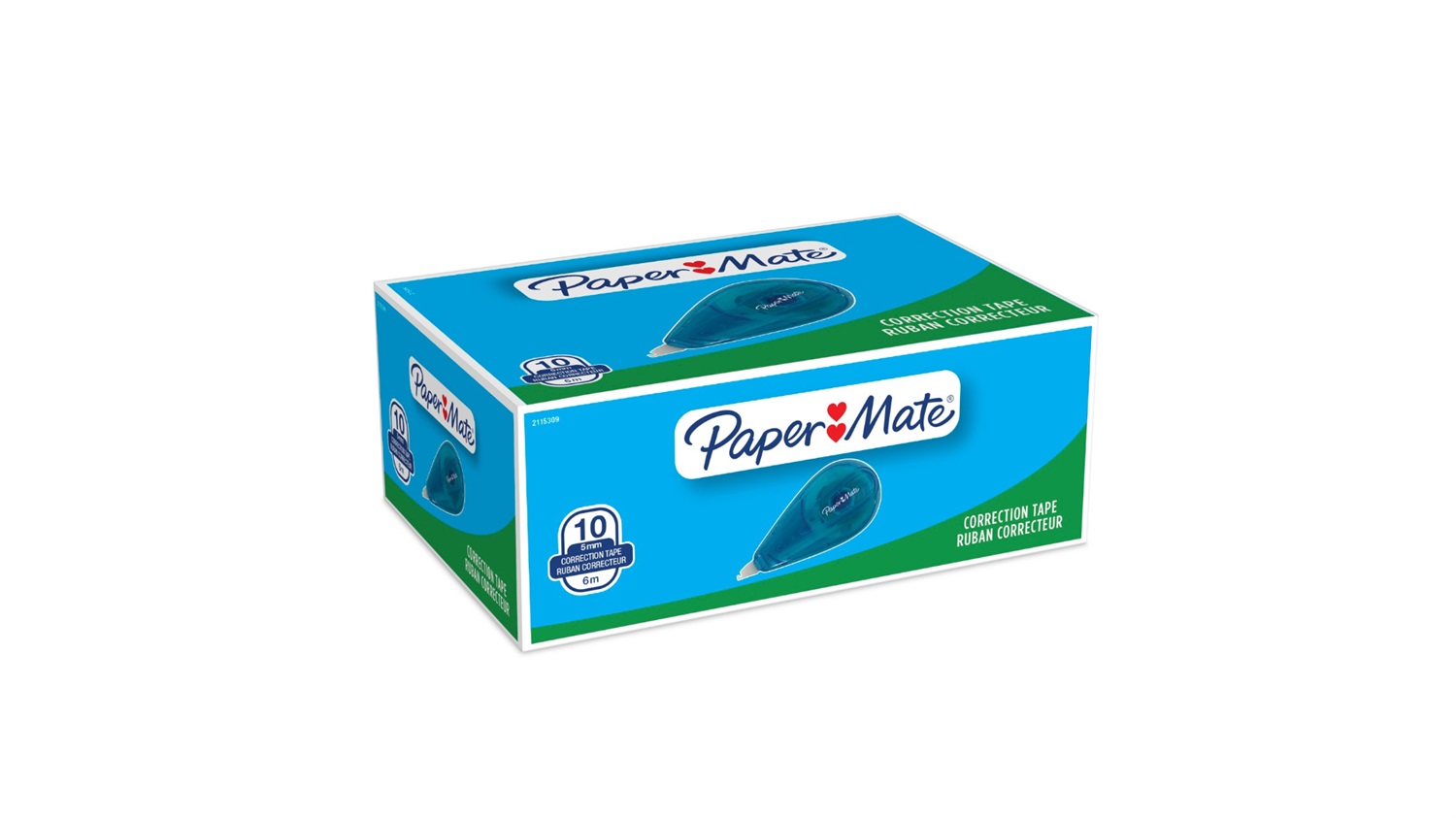 Paper Mate Correttore a Nastro E-Line Mini - 5 mm x 6 m - Confezione da 10 Pezzi