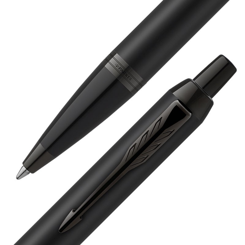 PARKER IM Penna a sfera Nero opaco con finiture nere - Punta media, inchiostro blu, confezione regalo