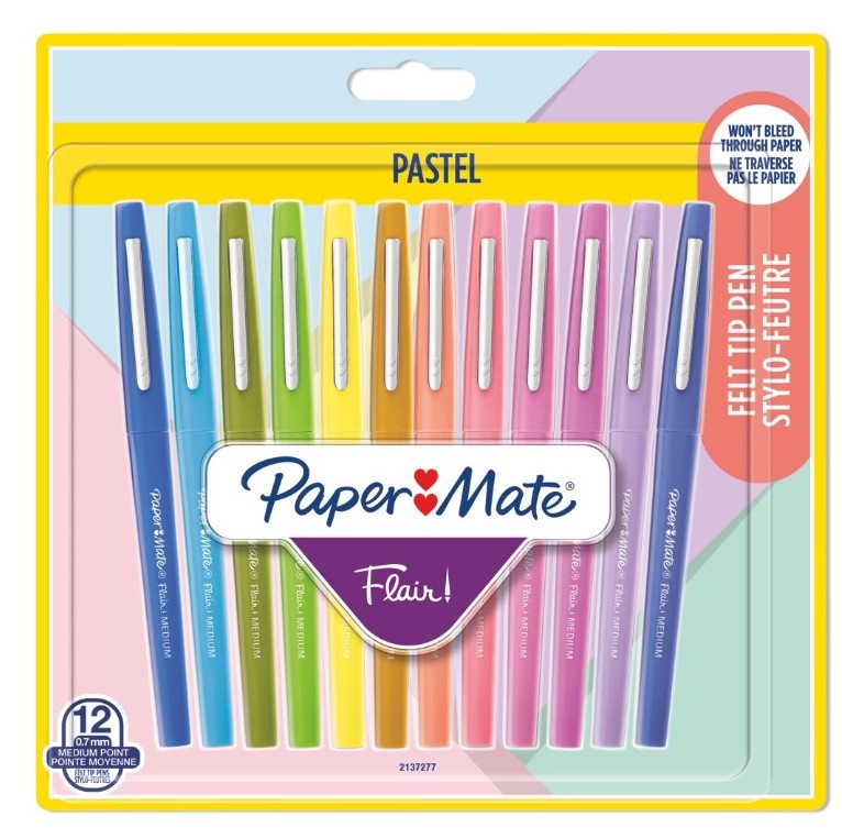 Papermate Pennarello Flair Nylon Assortiti Pastel - Confezione da 6 Pezzi - Punta Fibra 1,1 mm