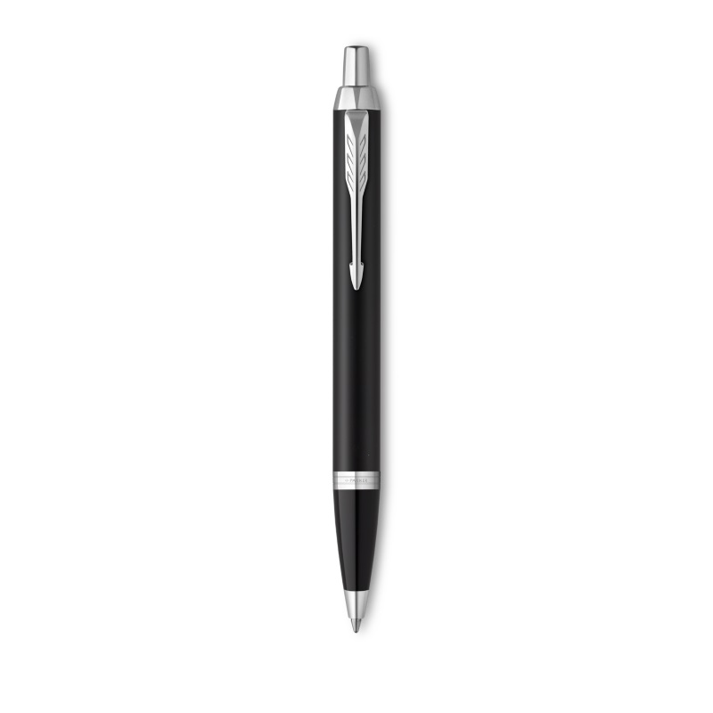 Parker IM Entry Line Penna a Sfera Nero Opaco con Puntale Cromato, Punta Media Inchiostro Blu - Confezione Regalo