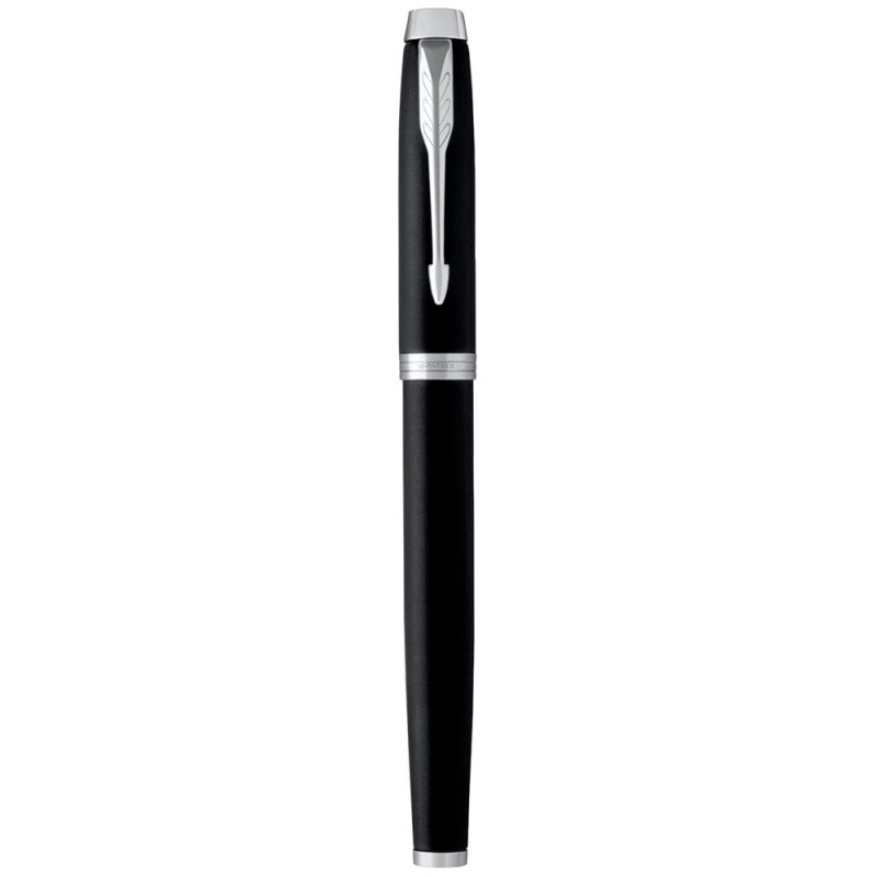 Parker IM Entry Line Penna Roller Nero Opaco con Puntale Cromato, Punta Fine con Inchiostro Nero, Confezione Regalo