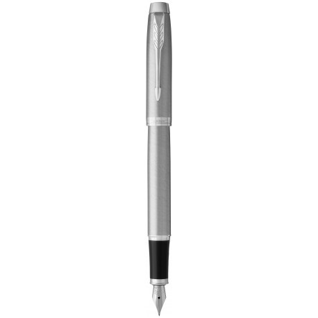 Parker IM Penna Stilografica Acciaio Inossidabile con Puntale Cromato, Punta Fine in Inchiostro Blu - Confezione Regalo