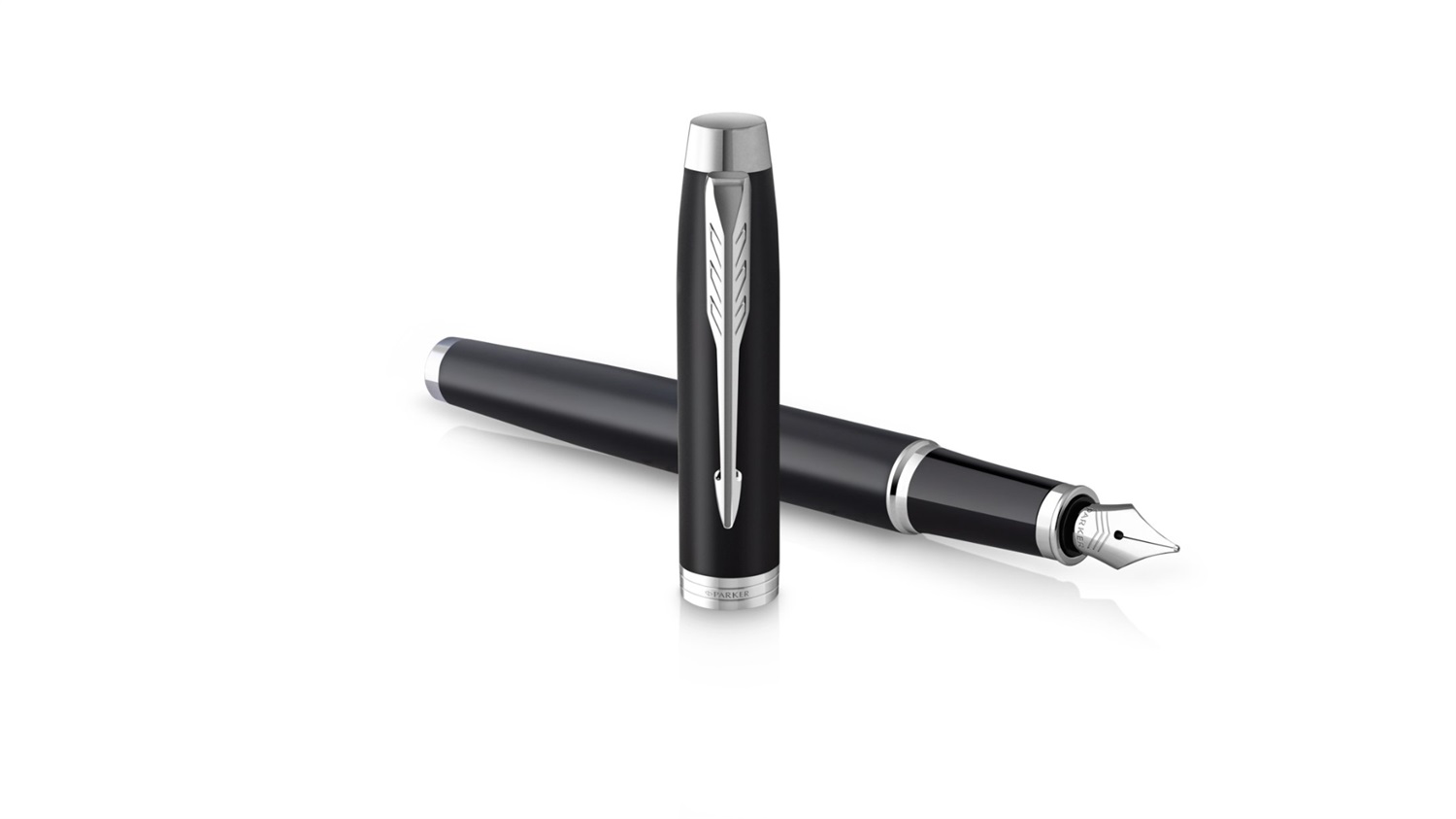 Parker IM Entry Line Penna Stilografica Nero Opaco con Puntale Cromato, Pennino Fine e Inchiostro Blu - Confezione Regalo
