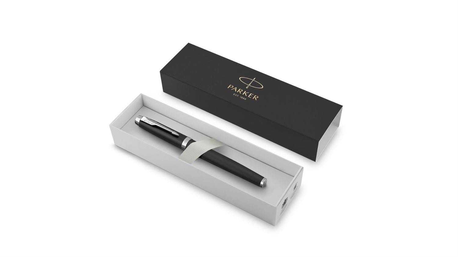 Parker IM Entry Line Penna Stilografica Nero Opaco con Puntale Cromato, Pennino Fine e Inchiostro Blu - Confezione Regalo