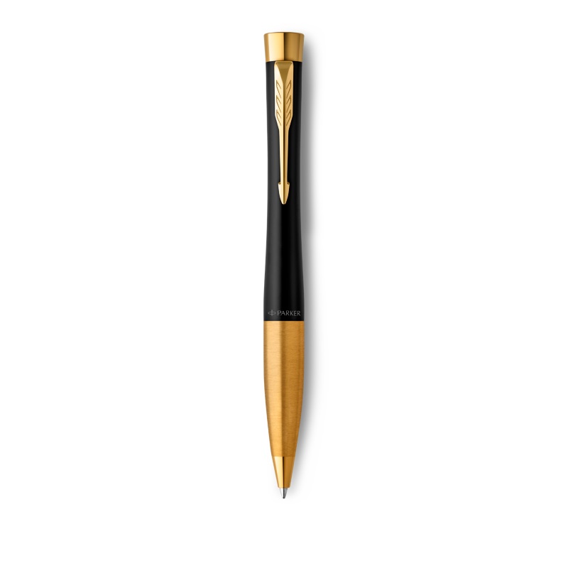 Parker Urban Twist Muted Black GT Penna a Sfera - Punta Media, Nero Tenue con Finiture Dorate, Confezione Regalo, Refill Blu