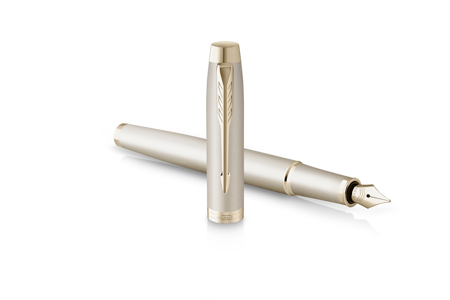 Parker IM Monochrome Penna Stilografica Champagne - Punta Media - Inchiostro Blu - Confezione Regalo