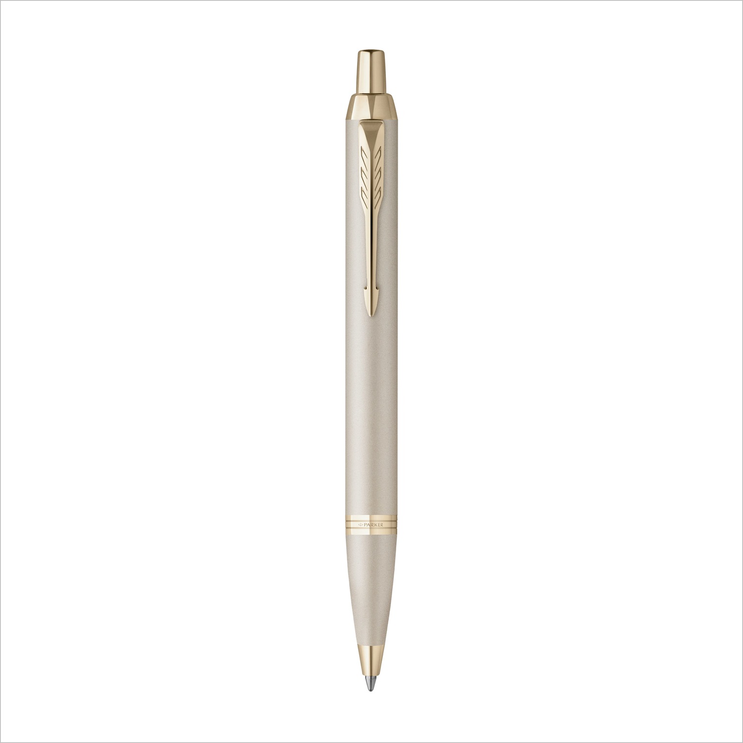 Parker IM Monochrome Penna a Sfera a Scatto Blu Finitura Champagne Punta Media - Confezione Regalo