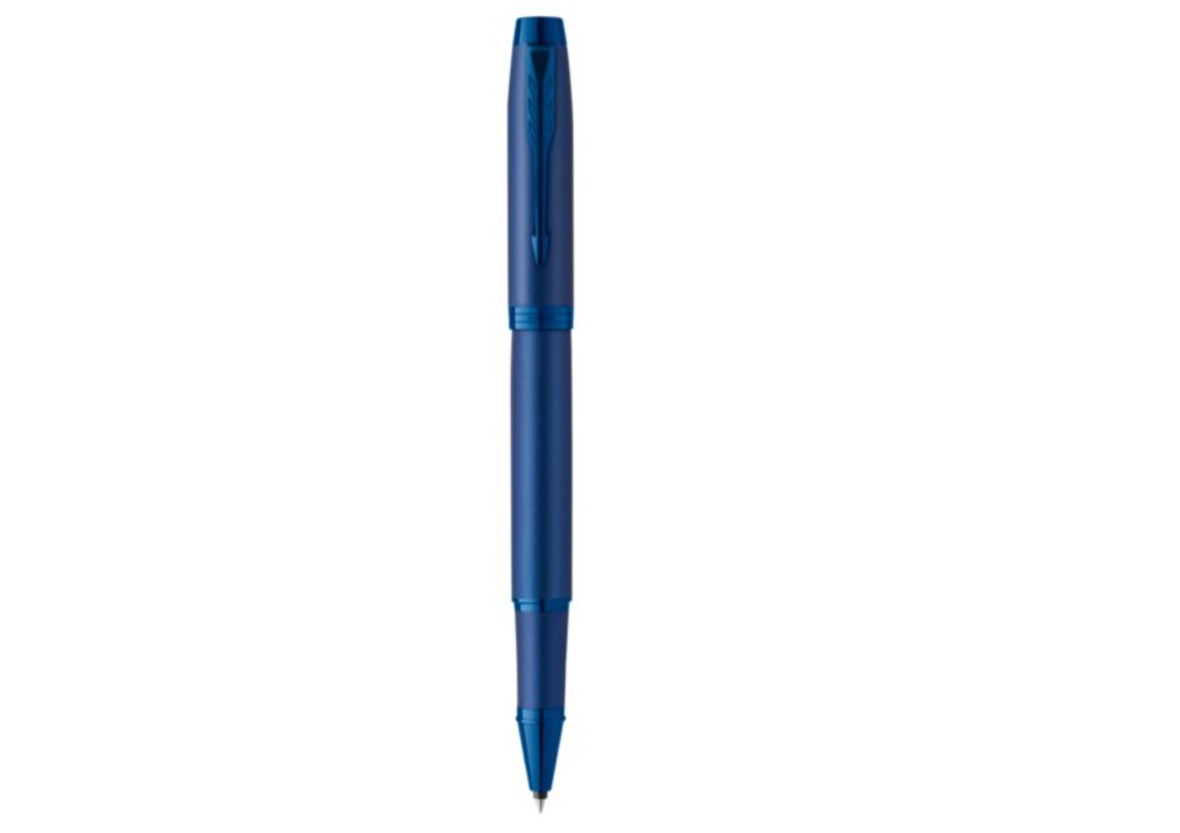 PARKER Roller IM Monochrome Penna Retrattile Punta Fine Blu Acciaio Inossidabile con Inchiostro Nero