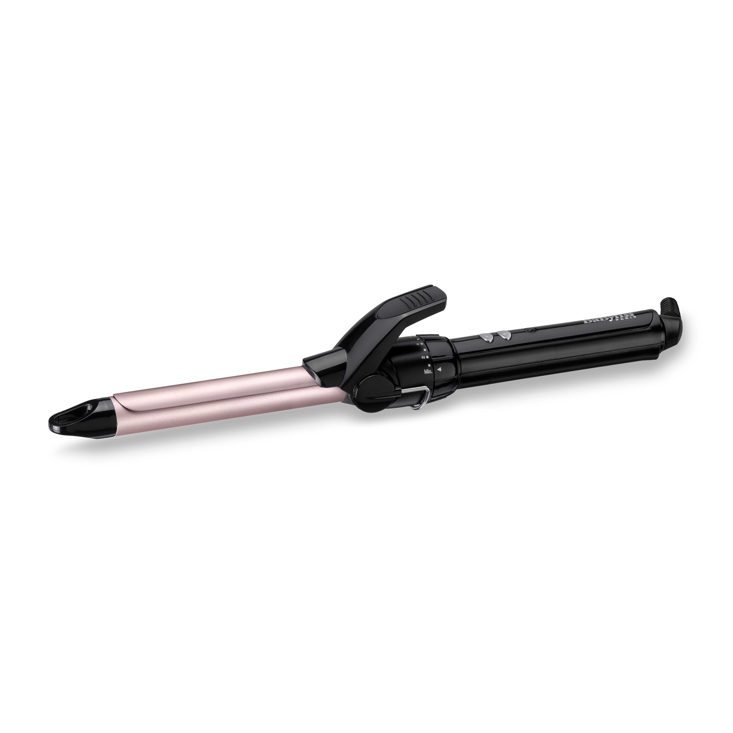 BaByliss Arricciacapelli Pro 180 C319E - Ferro arricciacapelli 19mm con Rivestimento Satin Touch, 10 Temperature fino a 180°C, Riscaldamento Rapido, Colore Nero e Rosa