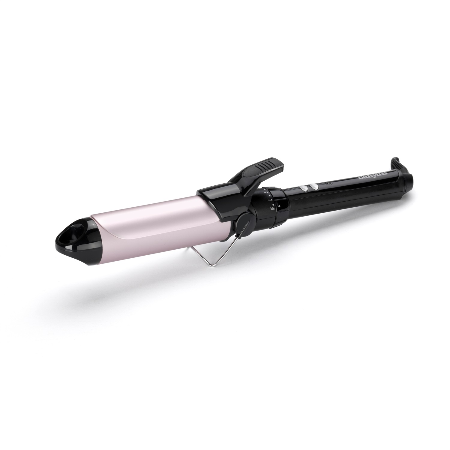 BaByliss C338E Ferro Arricciacapelli 38mm Satin Touch - 10 Temperature, Riscaldamento Rapido, Supporto Integrato, Nero e Rosa