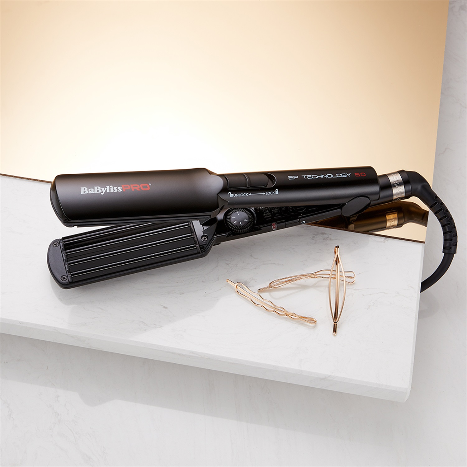 BaByliss PRO Piastra per Capelli Ep Technology 5.0, Dual Voltage, 50 W, 38 mm