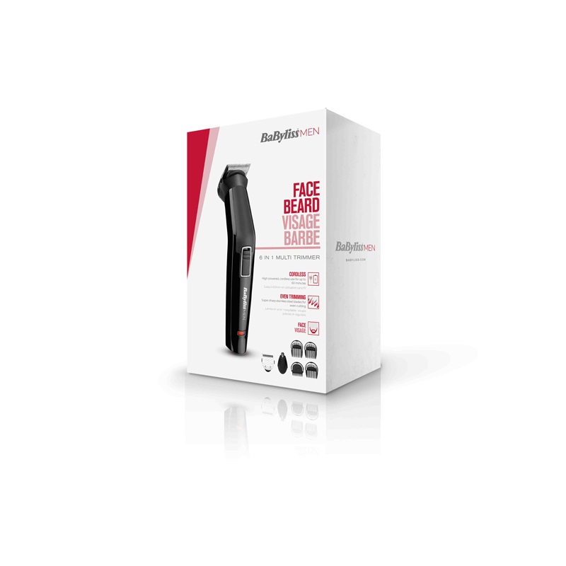 BaByliss MT725E Regolabarba e Tagliacapelli 6 in 1 Cordless con Lame in Acciaio Inox - Nero