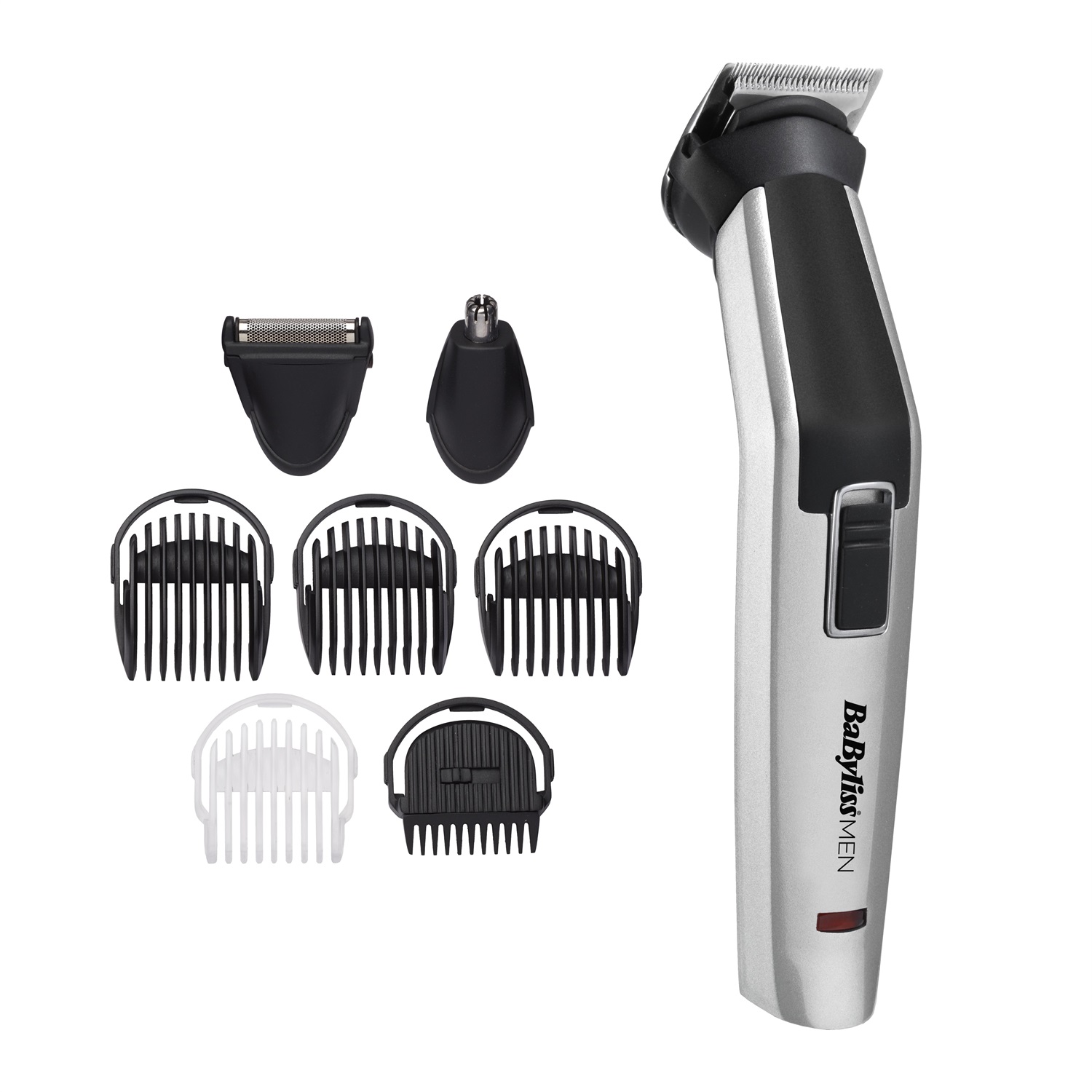 BaByliss MT726E 8-in-1 Titanium Multi Trimmer Kit Grooming - Autonomia 60 Minuti, Testina di Precisione, Testina di Rasatura, 3 Guide Barba, Testina Naso/Orecchie, Guida Corpo