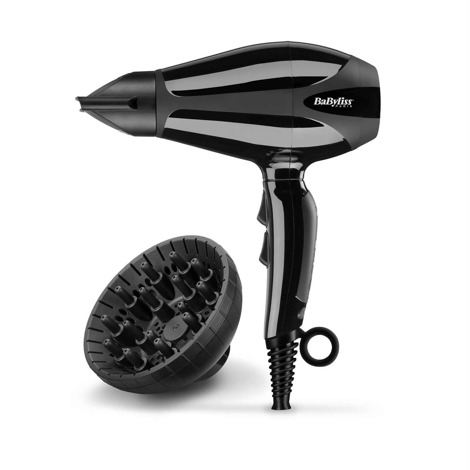 BaByliss Compact Pro 2400 Asciugacapelli Professionale 2400 W con Funzione Ionica Anti-Crespo - Nero