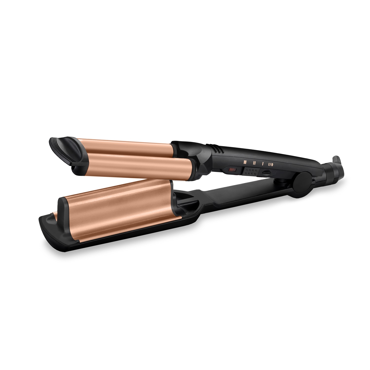 BaByliss W2447E Deep Waves - Ferro per ricci con Ceramica Tormalina, 3 Temperature (160°C-200°C), Riscaldamento Rapido, Cavo da 2,5 m, Colore Nero e Arancione