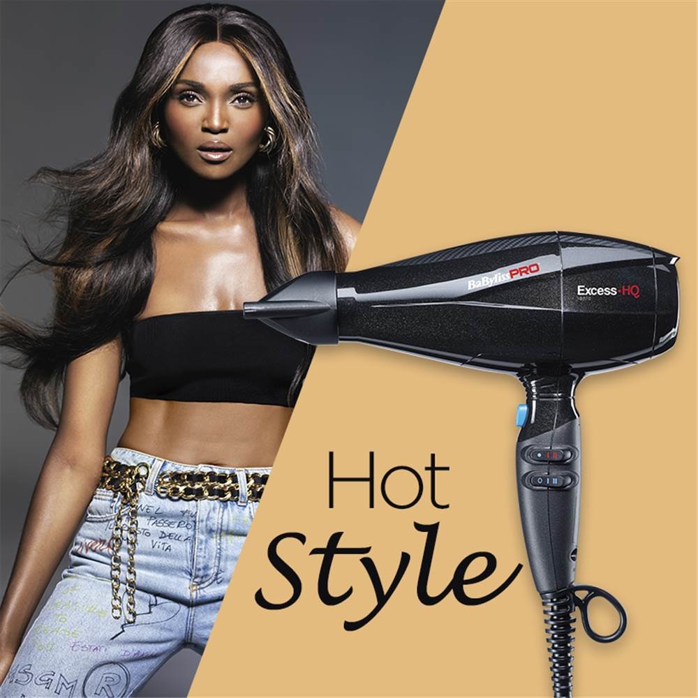 BaByliss Pro Excess-HQ Asciugacapelli Professionale 2600 W Nero con Ionizzatore
