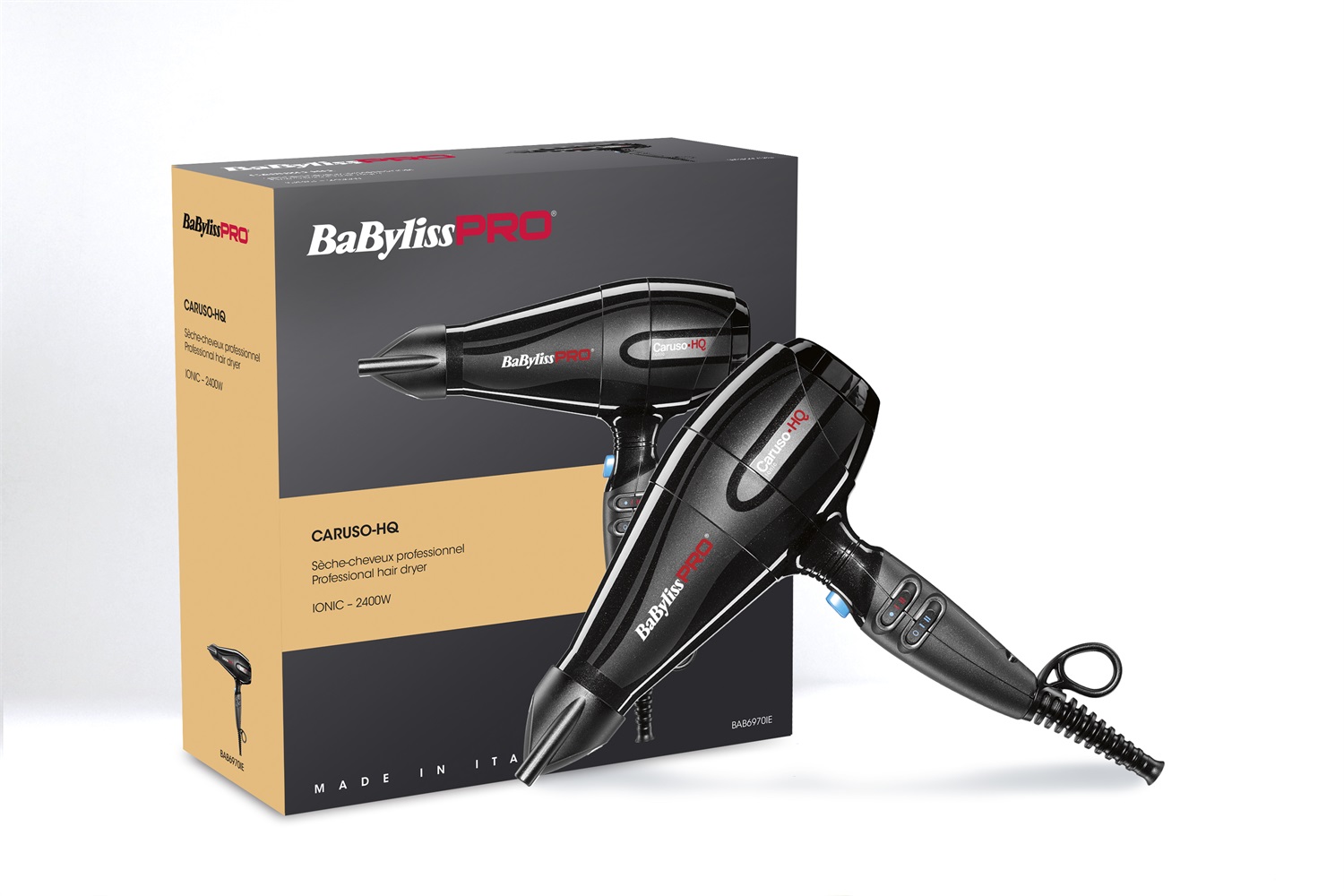 BaByliss Pro Caruso-HQ Asciugacapelli 2400 W Nero con Tecnologia Ionica