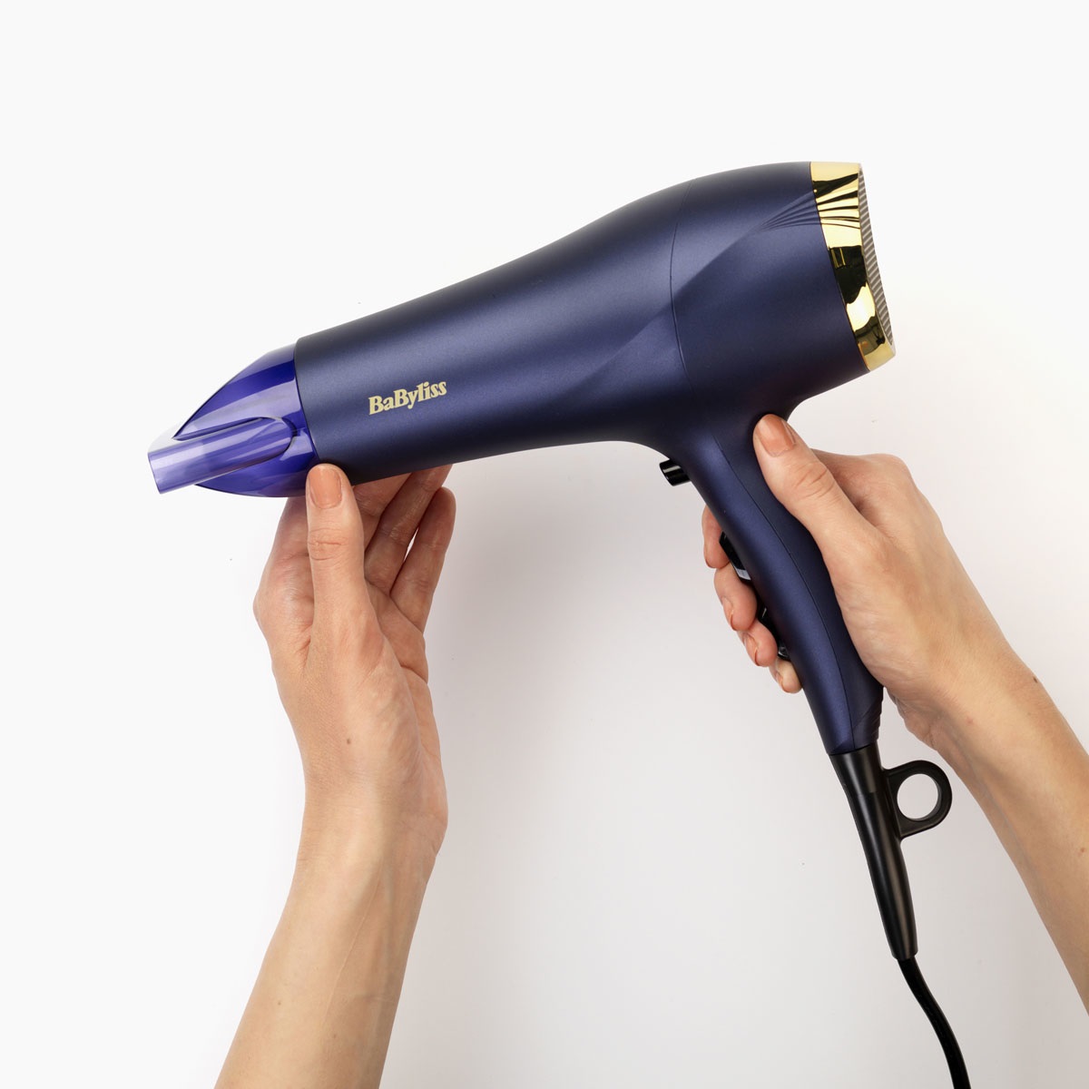 BaByliss 5781PE Asciugacapelli Midnight Luxe 2300W con Funzione Ionica Anti-Crespo, 3 Temperature e 2 Velocità, Colpo Aria Fredda e Filtro Rimovibile