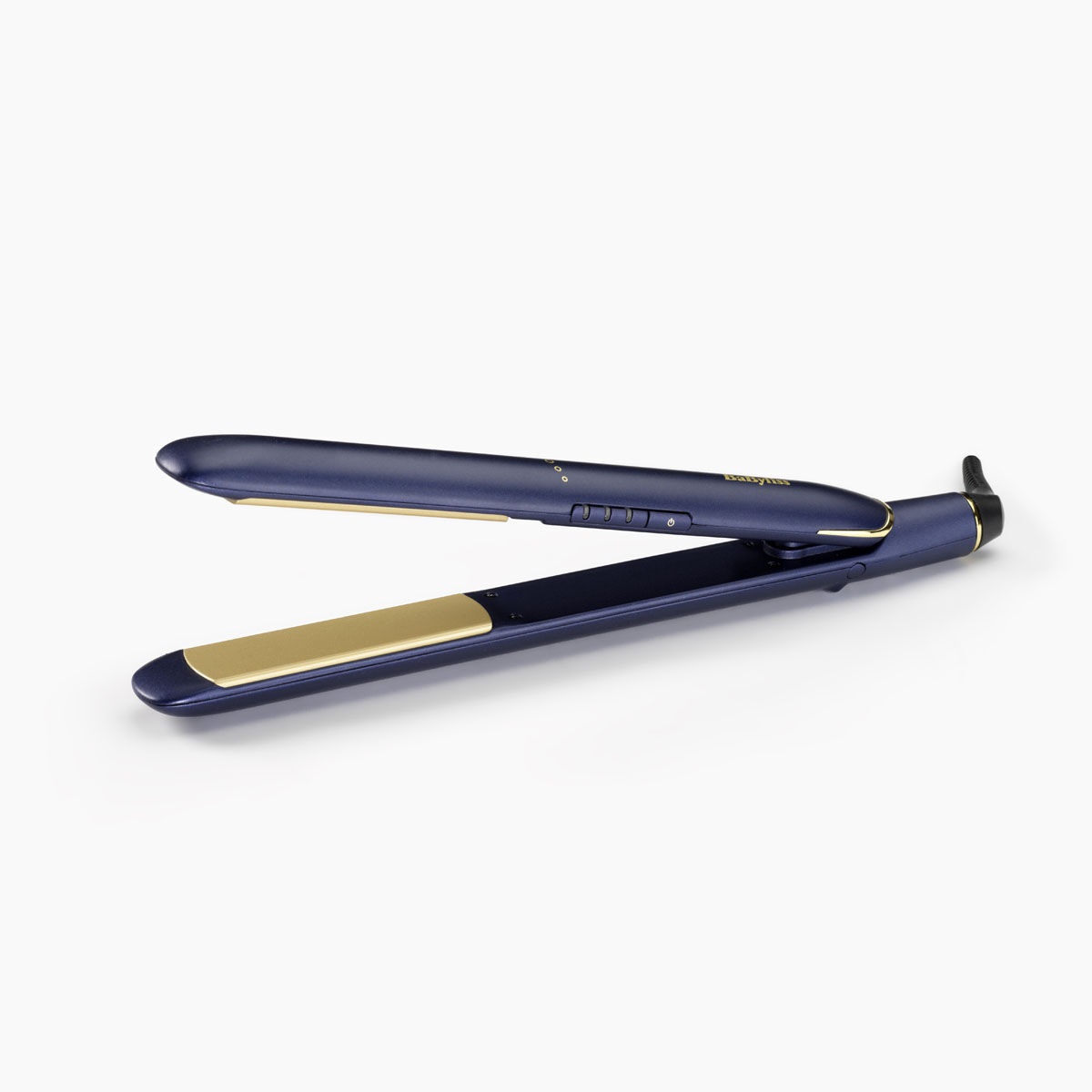 BaByliss Piastra per Capelli Midnight Luxe 2516PE in Titanium Ceramic, Riscaldamento Rapido in 30 Secondi, 3 Impostazioni di Temperatura fino a 235°C, Design Curvo, Blu e Oro