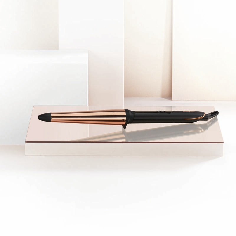 BaByliss C458E Titanium Brilliance Ferro Arricciacapelli Conico 32-19mm con Tecnologia Advanced Ceramics, 6 Temperature fino a 210°C, Punta Termo-Isolante e Accessori Inclusi