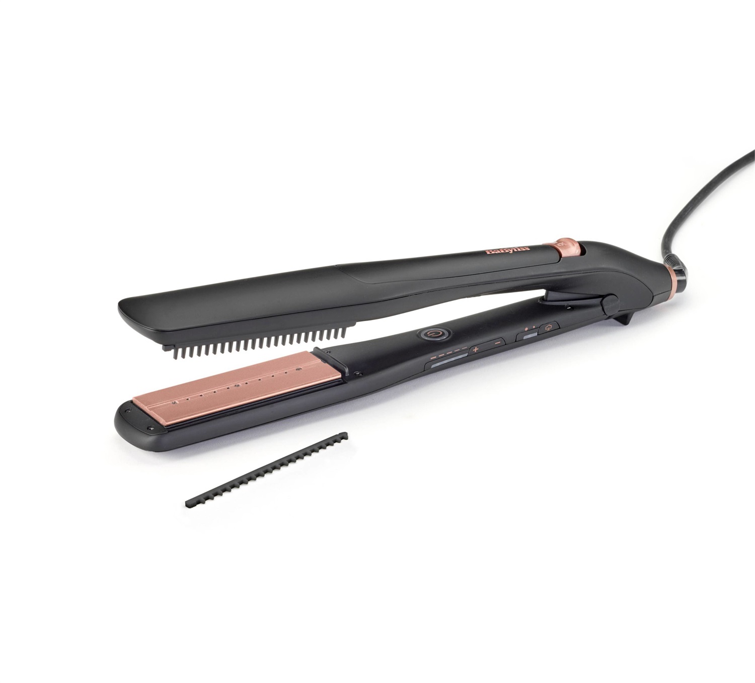 BaByliss ST596E Piastra per Capelli a Vapore Beige/Nero - Ceramica e Titanio, 170-210°C, 2,5 m