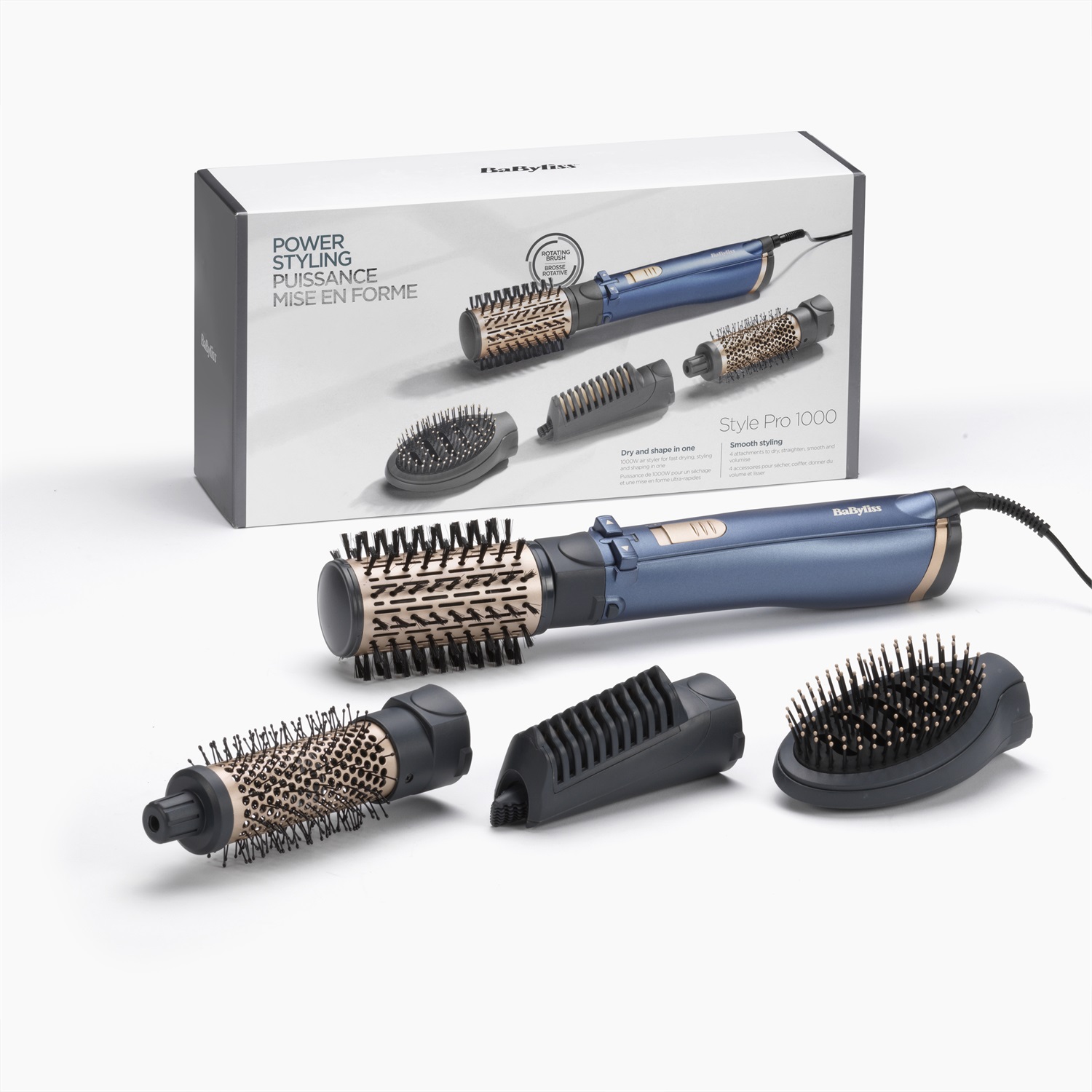 BaByliss AS965E Spazzola ad Aria Calda 1000 W - Colore Caldo Oro, Foglia di Tè, Ideale per Tutti i Tipi di Capelli