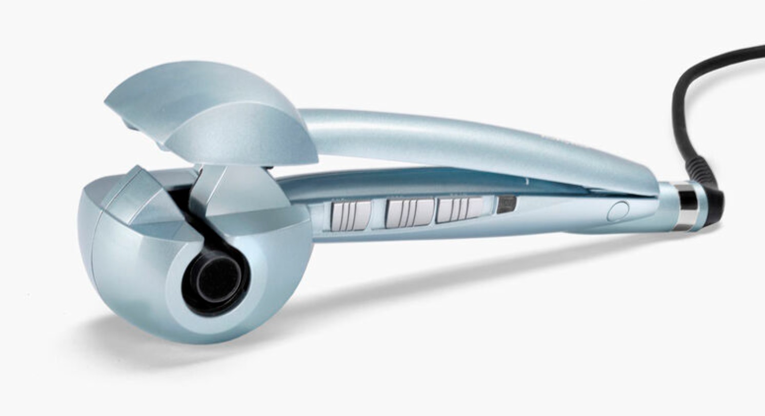 BaByliss C1700E Arricciacapelli Automatico Hydro Fusion ANTI FRIZZ - Temperatura 190-230° C, Cilindro in Ceramica, Colore Azzurro, Lunghezza Cavo 2,8 m