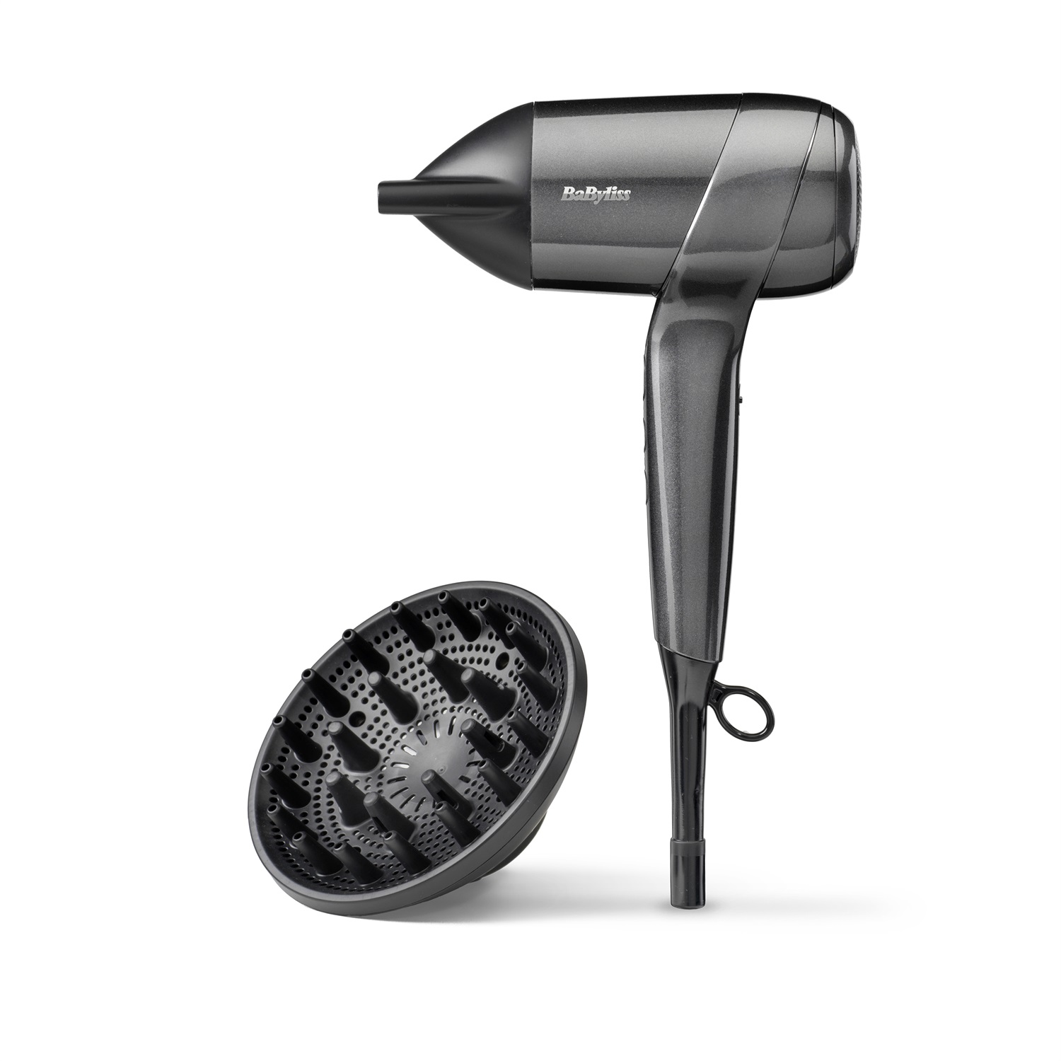 BaByliss Asciugacapelli Titanium Shine D6200E - 1600W, Ionico, Ergonomico, Compatto con Diffusore e 3 Impostazioni di Calore e Velocità