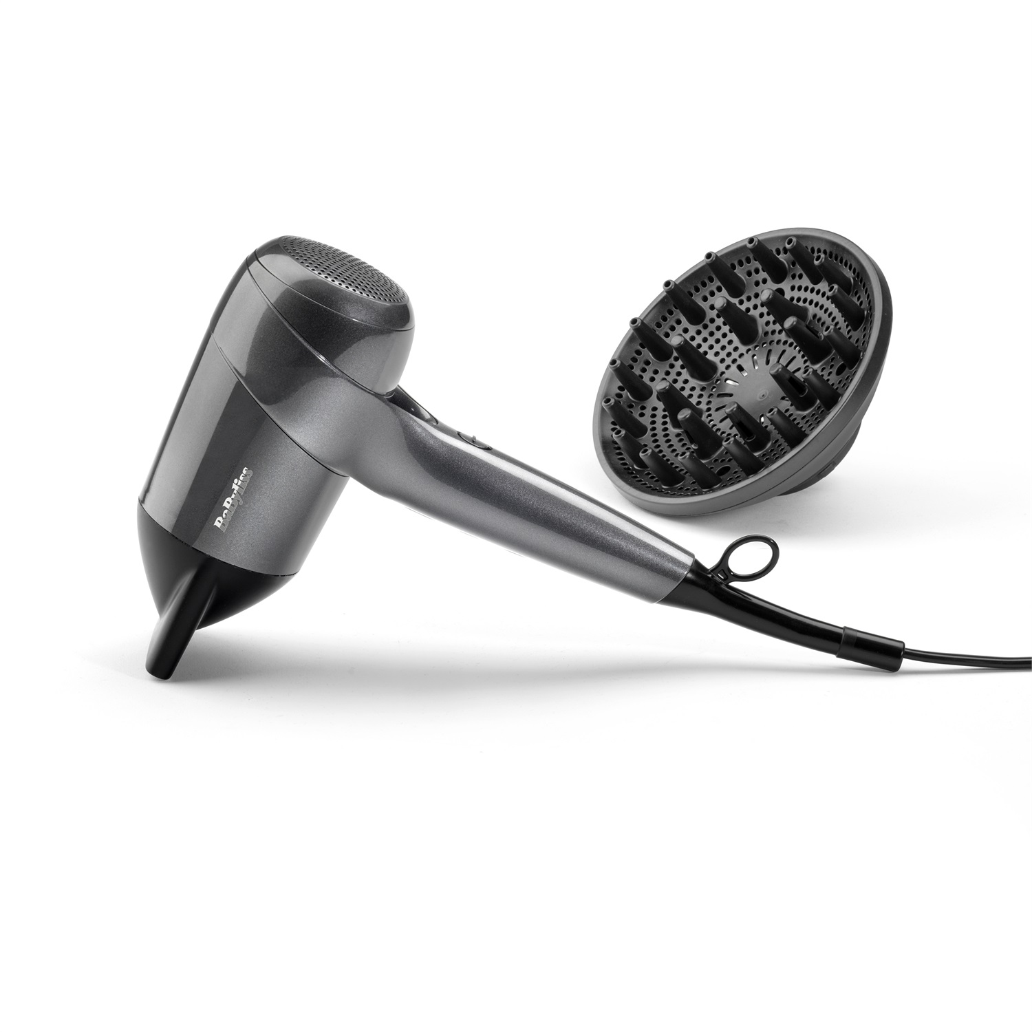 BaByliss Asciugacapelli Titanium Shine D6200E - 1600W, Ionico, Ergonomico, Compatto con Diffusore e 3 Impostazioni di Calore e Velocità