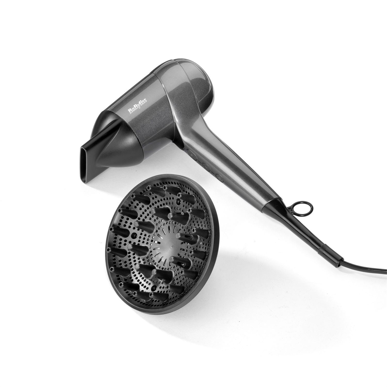 BaByliss Asciugacapelli Titanium Shine D6200E - 1600W, Ionico, Ergonomico, Compatto con Diffusore e 3 Impostazioni di Calore e Velocità