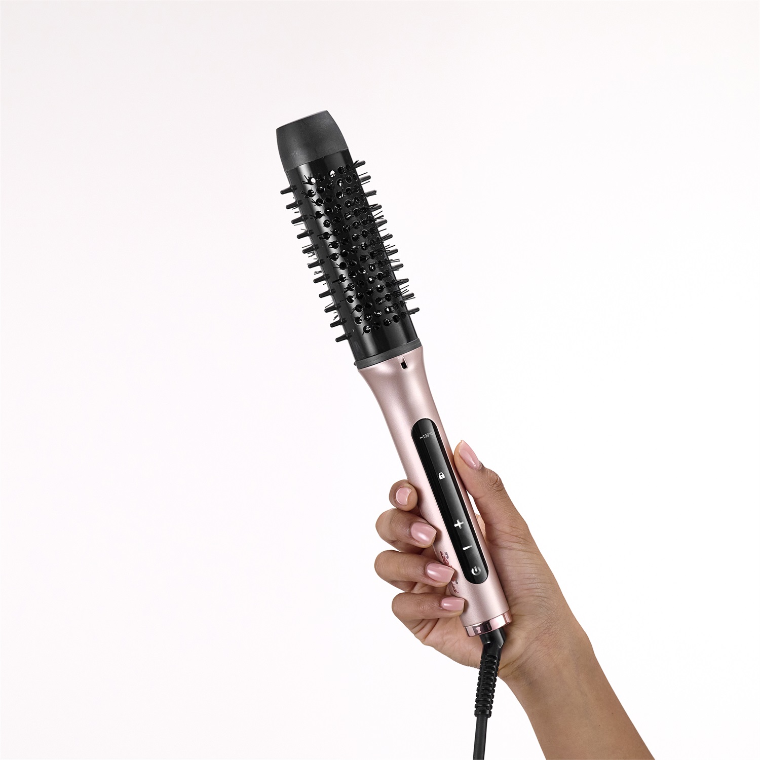 BaByliss Volume Boost HSB200E - Spazzola Termica Calda con Cilindro da 38mm, Ionico Anti-Crespo, 4 Impostazioni di Calore, Multi-Voltaggio, Rosa/Nero