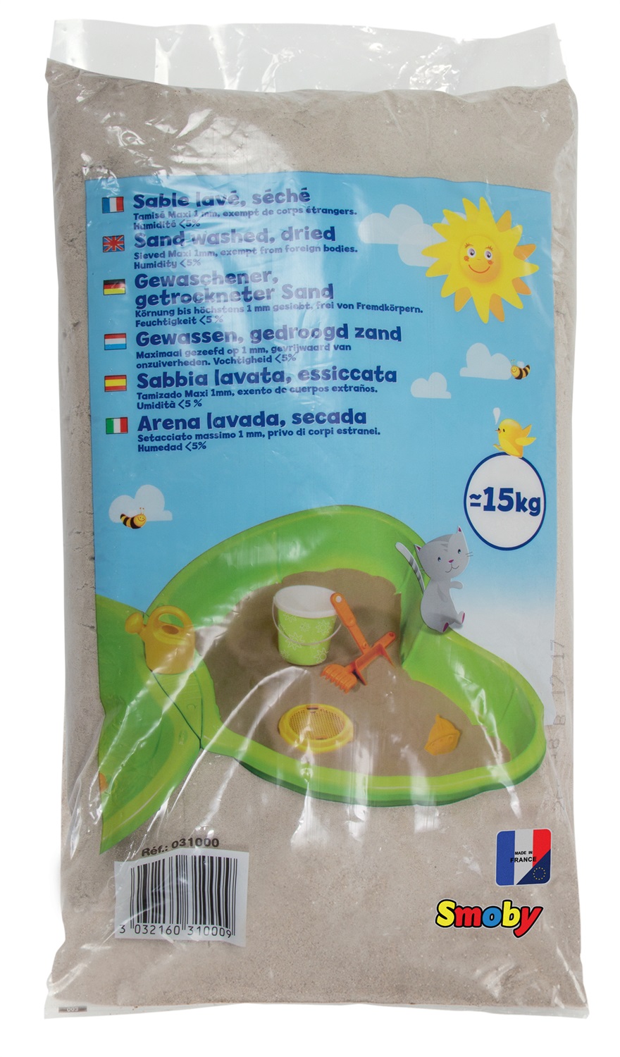 Smoby Sacchetto di Sabbia 15 kg Lavata e Igienizzata per Sabbiere