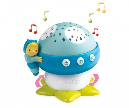 Smoby Fungo della Buonanotte - Peluche Blu con Musica e Luce Notturna per Neonati