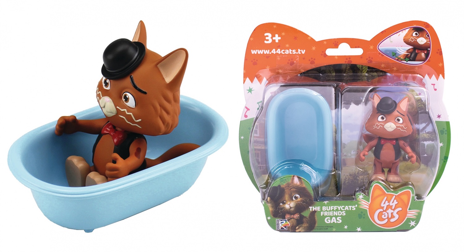 Smoby 180116 - Personaggio da gioco Stink con vasca da bagno, serie 44 Cats, multicolore, per bambini dai 3 anni