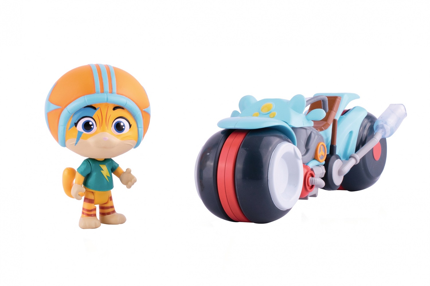 Smoby Statuetta Lampo con moto - Personaggio 44 Cats per bambini dai 3 anni, figura articolata 7,7 cm