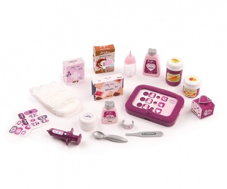 Smoby Baby Nurse Nursery Elettronica con Bambola Inclusa e 24 Accessori - Accessorio per Bambola Sicuro e Resistente