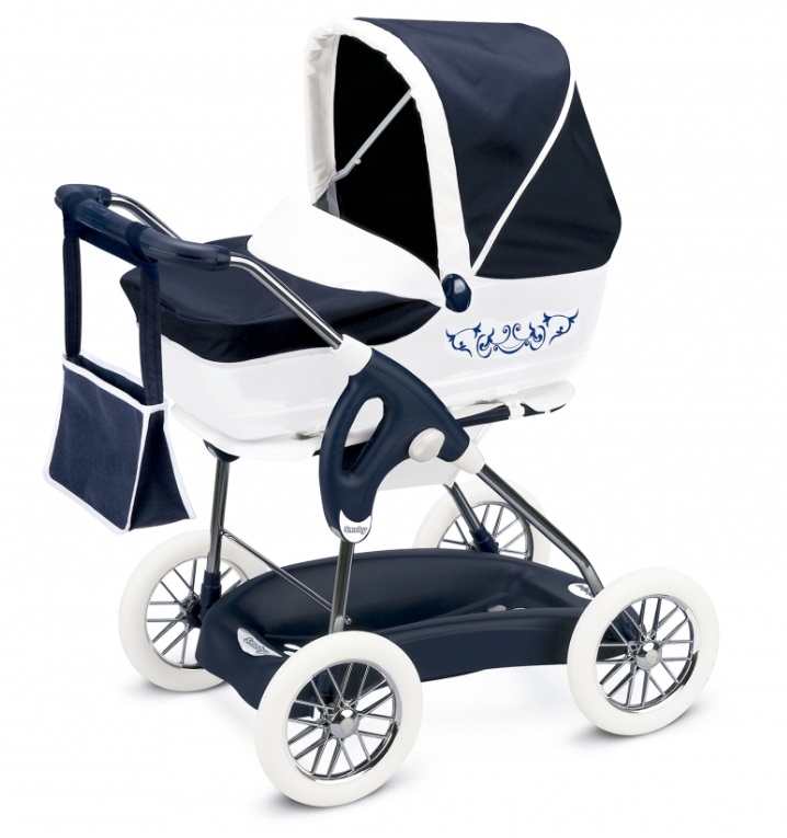 Smoby Carrozzina per Bambola Piccolo Combi 3 in 1 Pieghevole Blu con Ovetto Removibile e Cappottina Regolabile