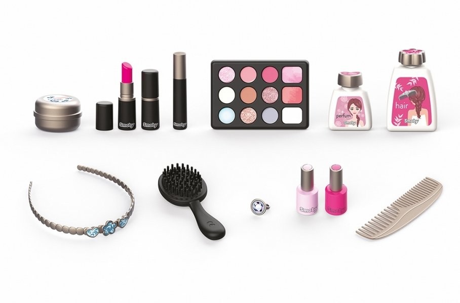 Smoby My Beauty Vanity - Valigetta per Trucco e Acconciatura con 13 Accessori, Universi Nail Art, Make Up e Hair Style, Età 3 Anni
