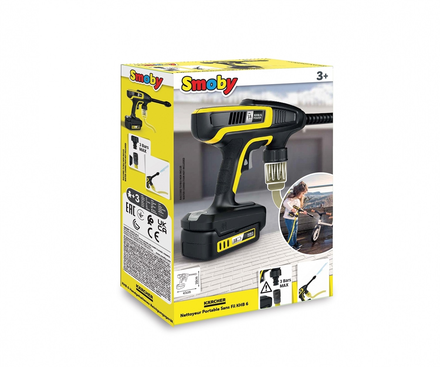 Smoby Idropistola Kärcher 360901 - Gioco di Ruolo per Bambini 3-6 Anni, Colore Nero e Giallo, Replica Fedele con Funzione di Irrigazione