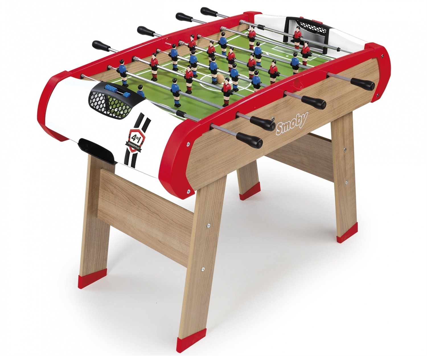 Smoby Calcio Balilla Powerplay 4 in 1 - Tavolo Multigioco con Biliardo, Ping Pong e Hockey - Struttura in Legno, Accessori Inclusi