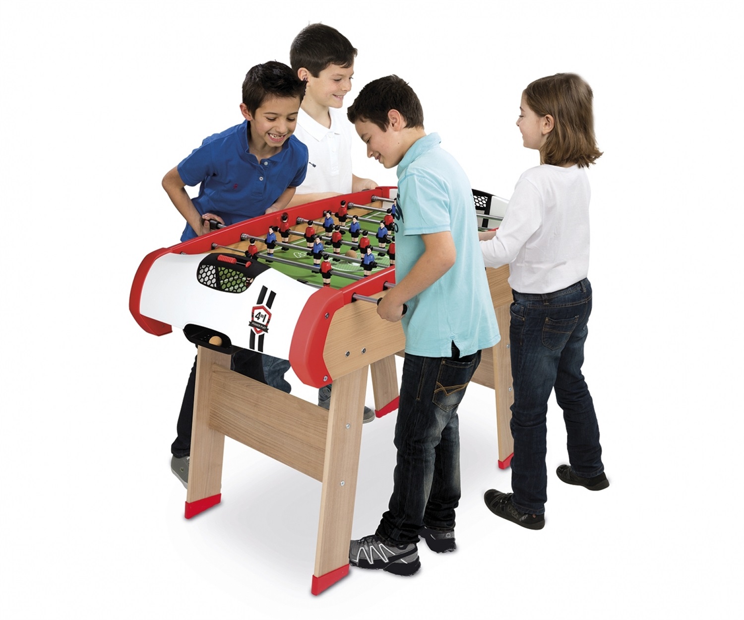 Smoby Calcio Balilla Powerplay 4 in 1 - Tavolo Multigioco con Biliardo, Ping Pong e Hockey - Struttura in Legno, Accessori Inclusi