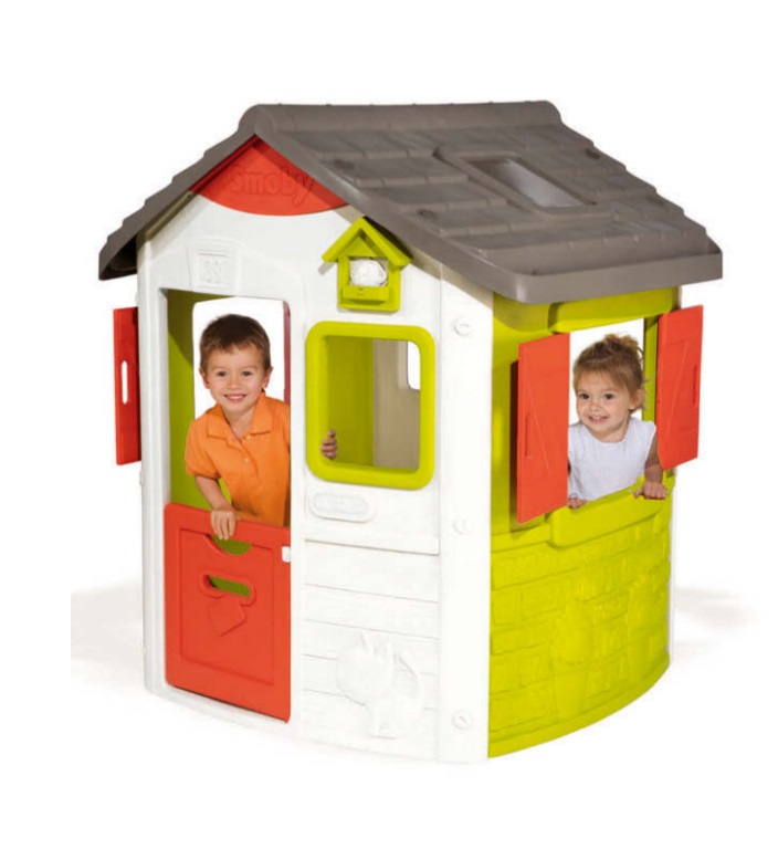 Smoby Casetta Neo Jura Lodge - Casetta da Giardino Personalizzabile con Trattamento Anti-UV, Dimensioni 132x115x123 cm, Due Mezze Porte e Finestre con Persiane