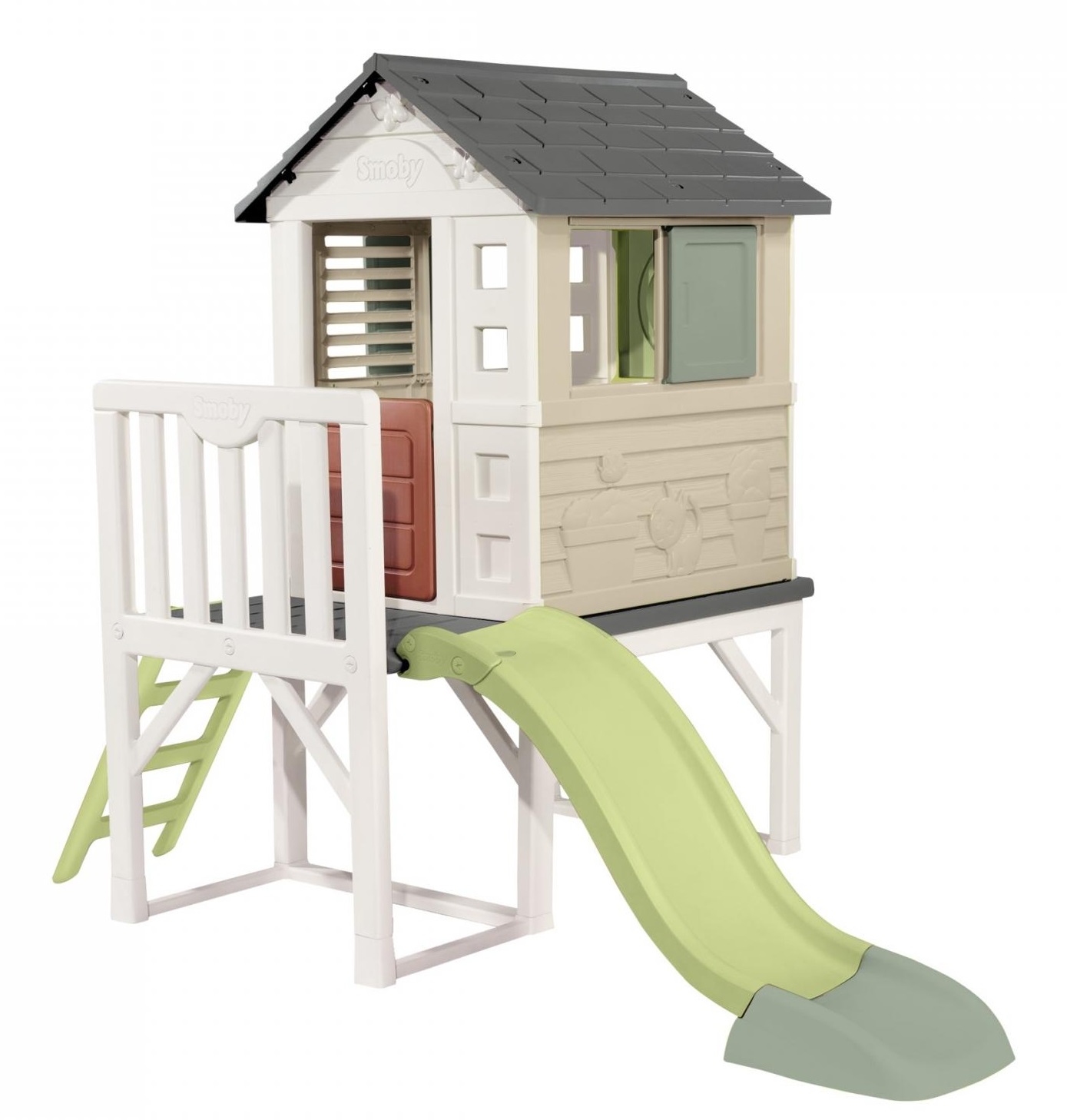 Smoby Life - Casetta Palafitta con Scivolo, Altezza 70 cm, Dimensioni 98x110x127 cm, dai 2 anni