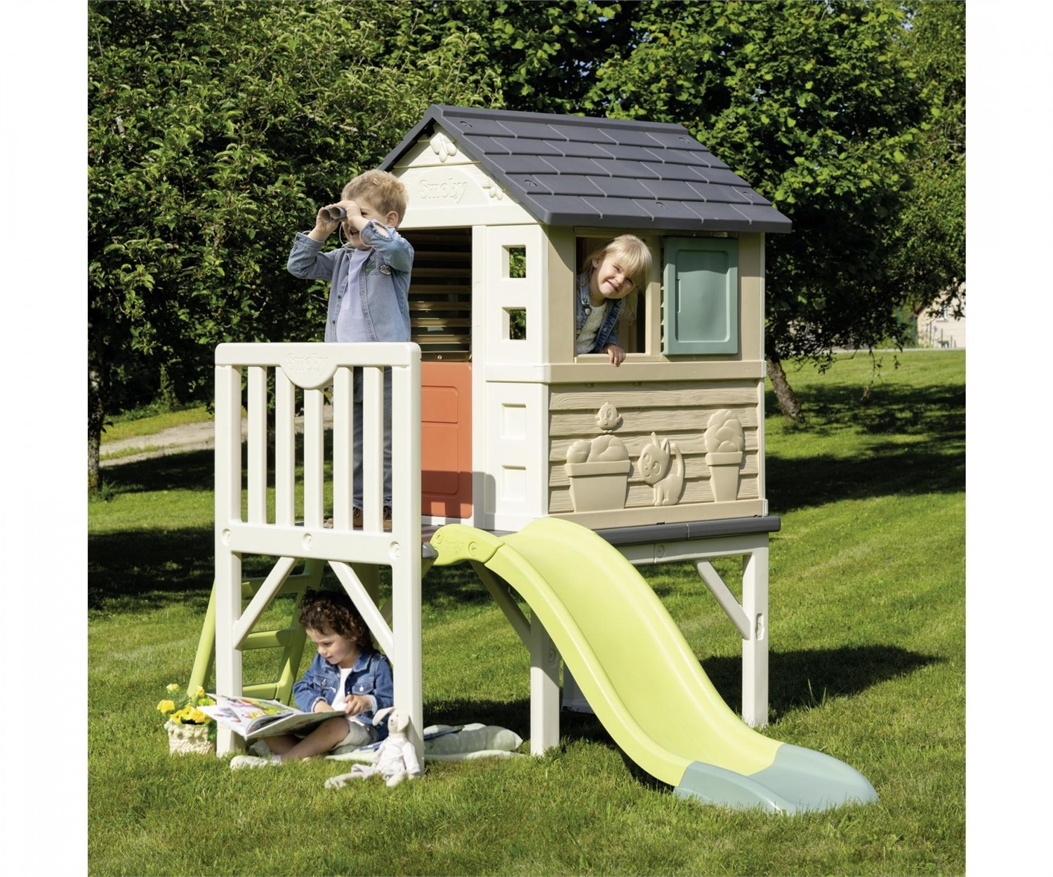 Smoby Life - Casetta Palafitta con Scivolo, Altezza 70 cm, Dimensioni 98x110x127 cm, dai 2 anni