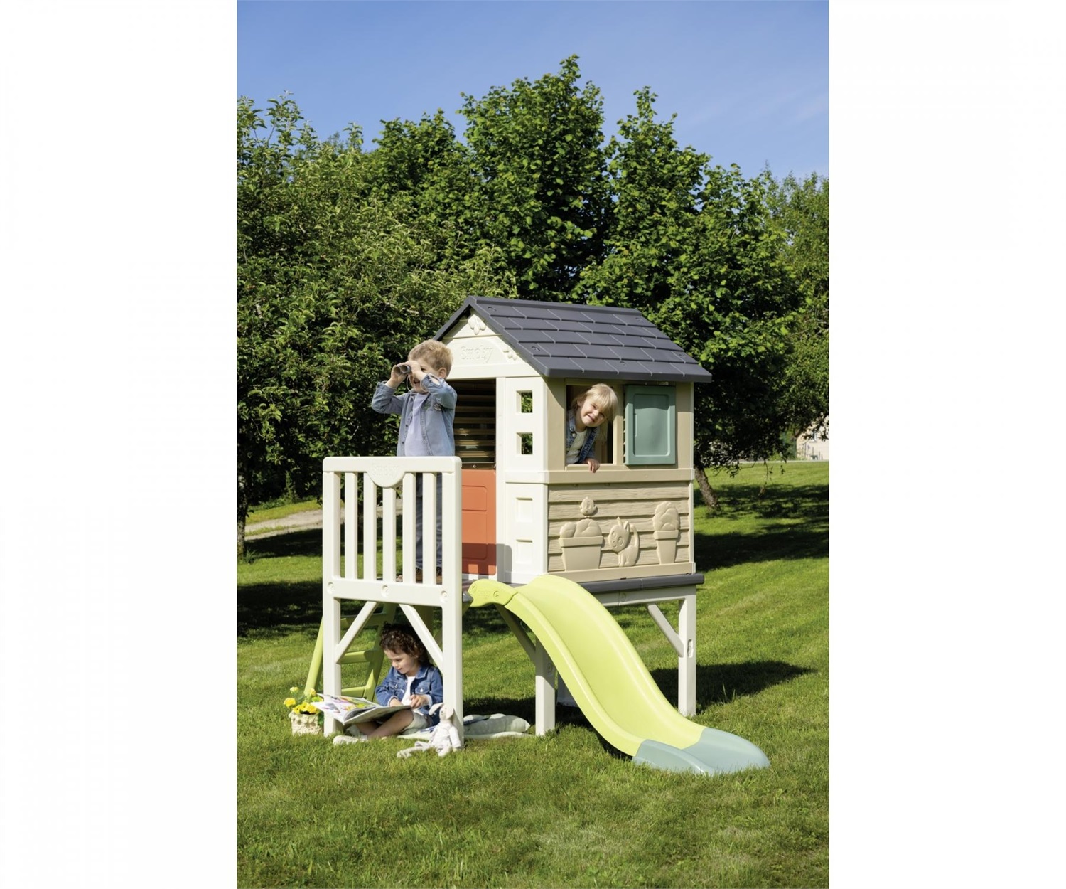 Smoby Life - Casetta Palafitta con Scivolo, Altezza 70 cm, Dimensioni 98x110x127 cm, dai 2 anni